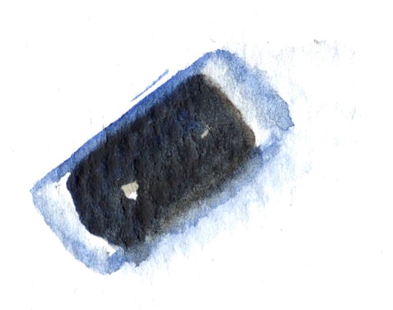 A watercolour painting of a cellphone.