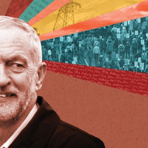 A collaged image of Jeremy Corbyn