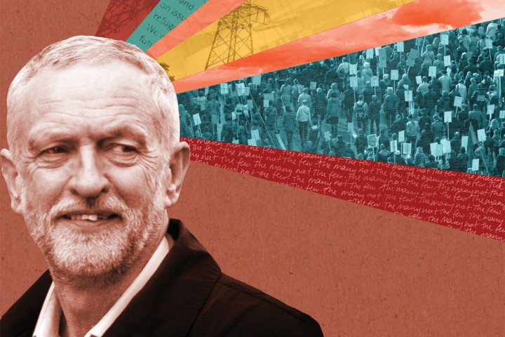 A collaged image of Jeremy Corbyn